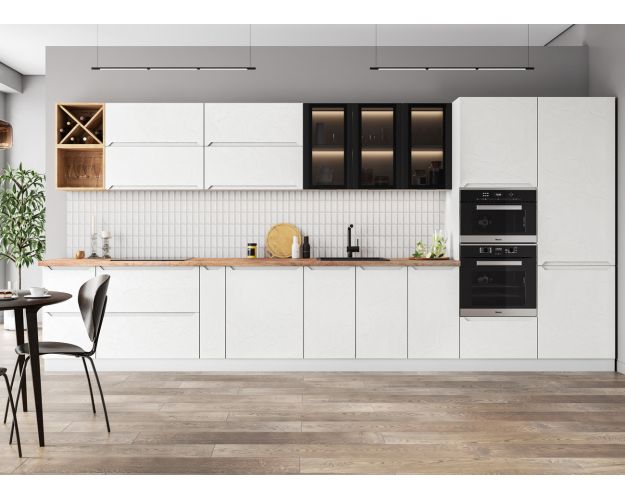 Тренто ВПГПМ 800 Шкаф верхний высокий Blum Aventos (Штукатурка белая/корпус Серый) в Новосибирске