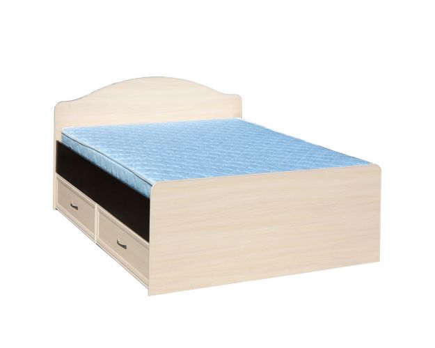 Кровать полуторная с ящиками 1200-1 без матраса (круглые спинки) Венге/Дуб выбеленный