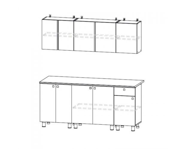 Кухонный гарнитур "КГ - 1(2000)" Белый / Белый / Цемент светлый / Антарес